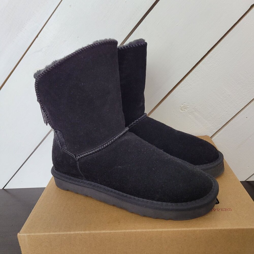 NEW Style & Co Teenyy Genuine Suede Winter Boots  Faux Fur Lining Black Size 7M